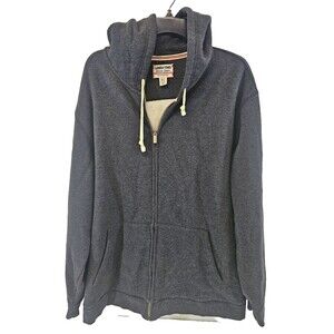Lands' End Serious Sweats Mens 2XLT Gray Fleece Full Zip Hoodie Pockets